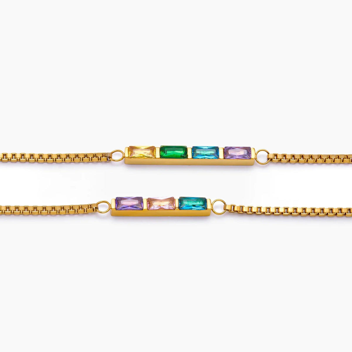 Pulseira Delicada de Pedras de Nascimento Baguette