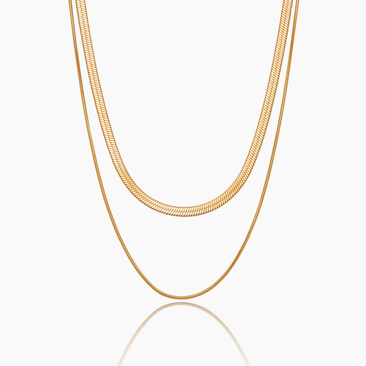 Colar Duplo em Corrente Snake Layering