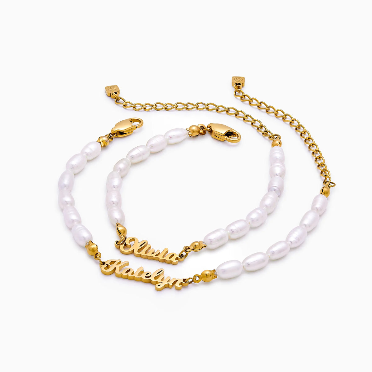 Pulseira de Nome com Pérolas de Água Doce